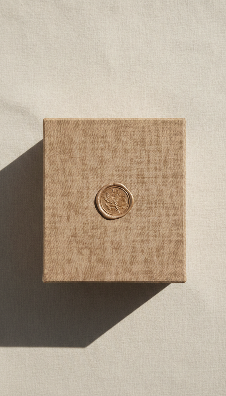 Linen-Bound Keepsake Photo Box With Wax Seal